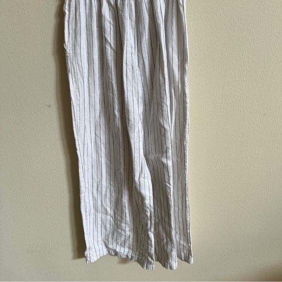 Abercrombie & Fitch Striped Jumpsuit Romper Large Wide Legs Linen Blend - Picture 2 of 6